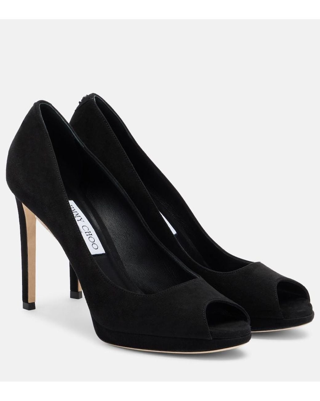Jimmy Choo Black Riya Suede Peep-Toe Pumps