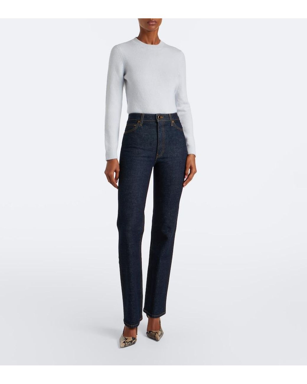 Khaite Blue Danielle High-Rise Straight Jeans