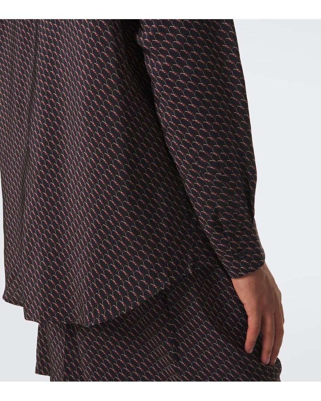 Saint Laurent Brown Cassandre Printed Silk Shirt for men