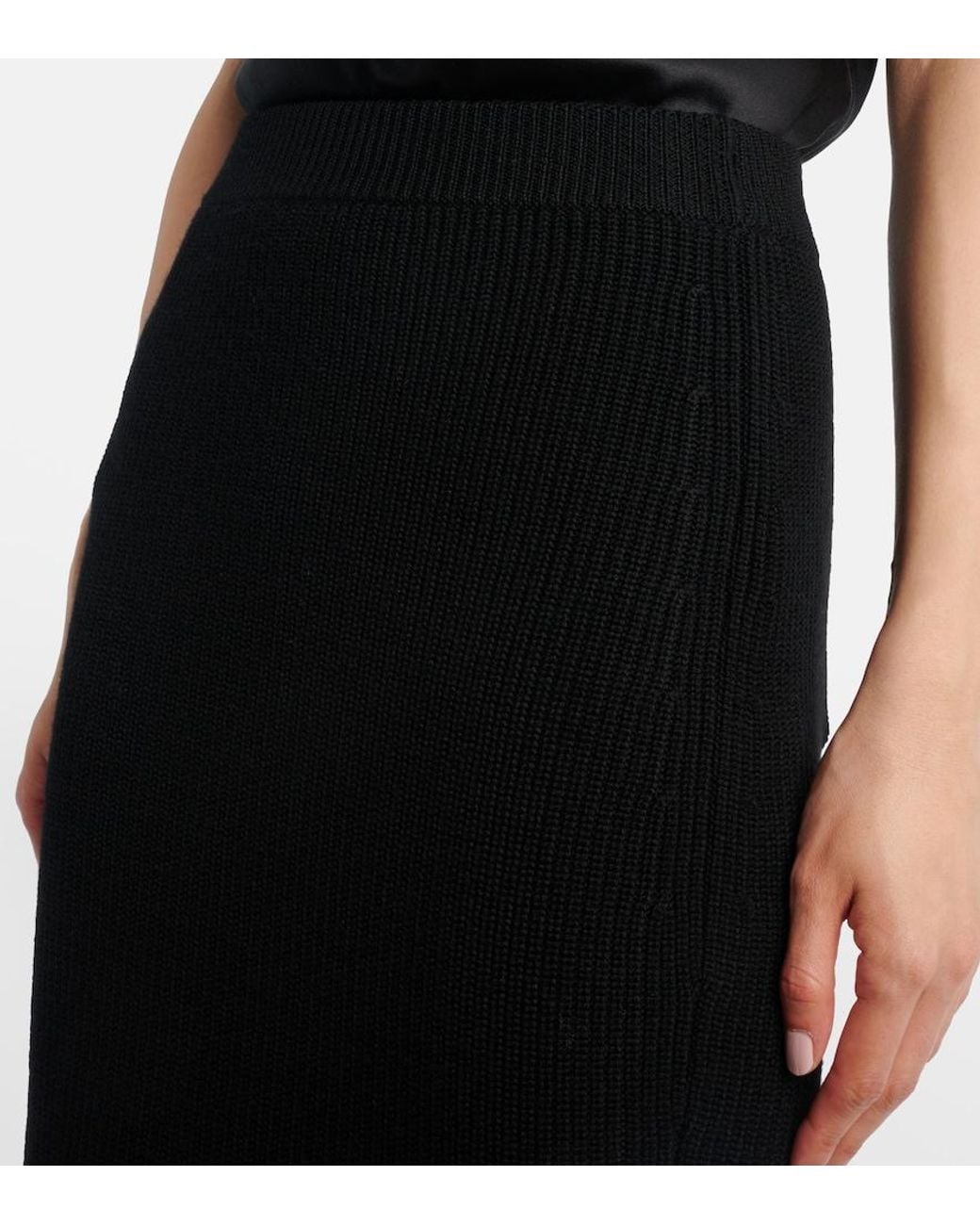 Nina Ricci Black Peplum Wool-Blend Midi Skirt