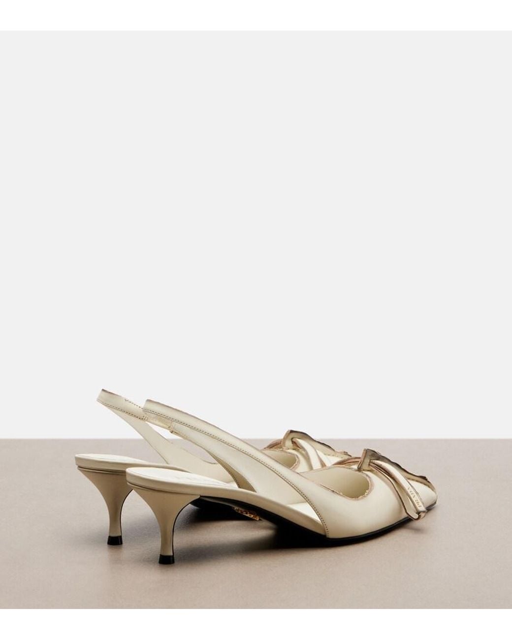 Prada Natural Leather Slingback Pumps