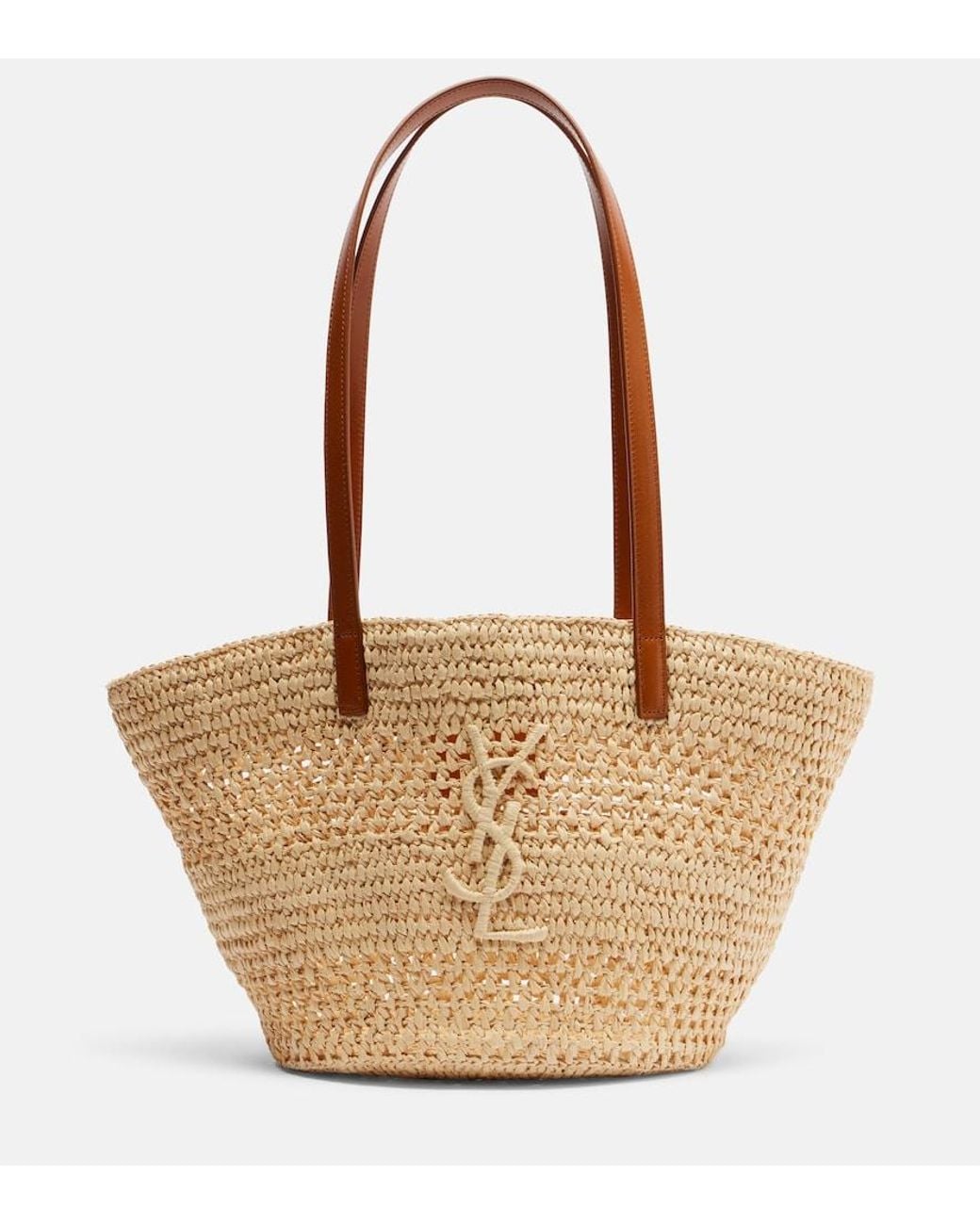Saint Laurent Brown Panier Small Raffia Bucket Bag