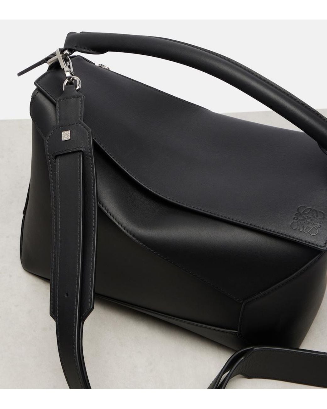 Loewe Black Puzzle Edge Medium Leather Top-Handle Bag