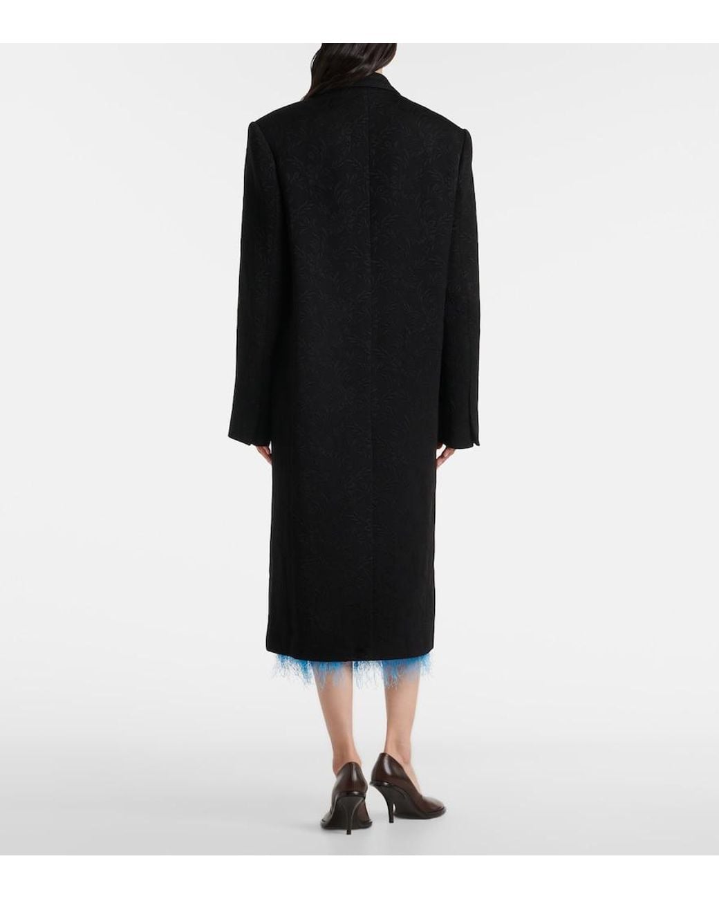 Dries Van Noten Black Embellished Jacquard Coat