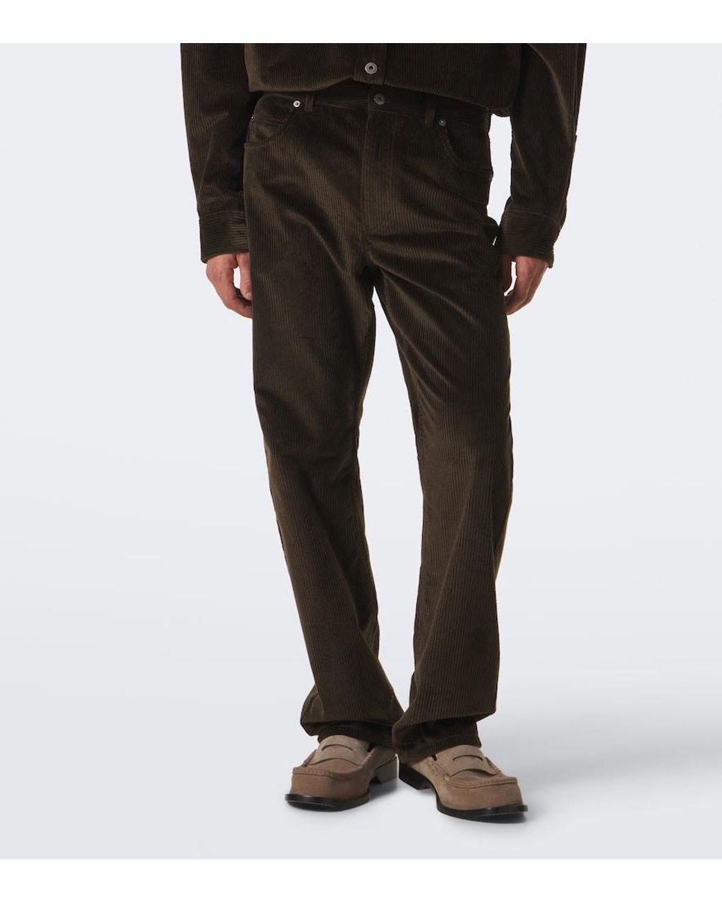 Loewe Gray Cotton Corduroy Straight Pants for men