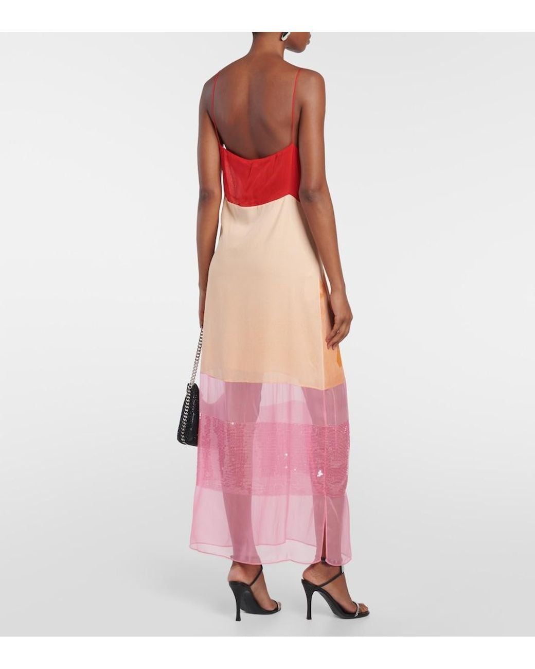 Stella McCartney Pink Sequined Silk Midi Dress