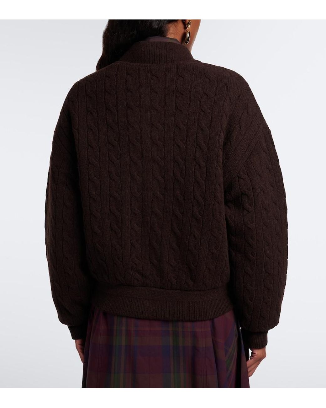 Polo Ralph Lauren Black Cable-Knit Wool And Cashmere Bomber Jacket