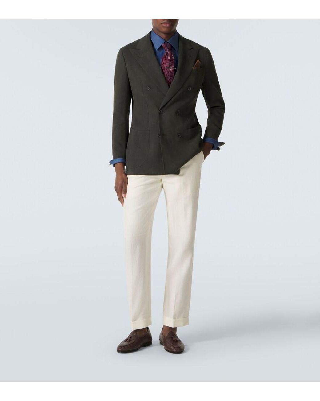 Rubinacci Brown Marphy Woven Leather Loafers for men