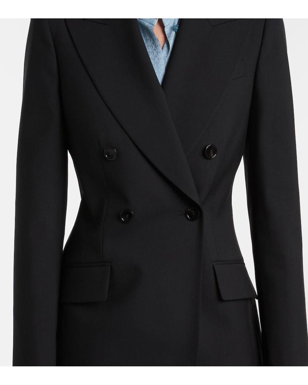 Gucci Black Double-Breasted Wool Blazer