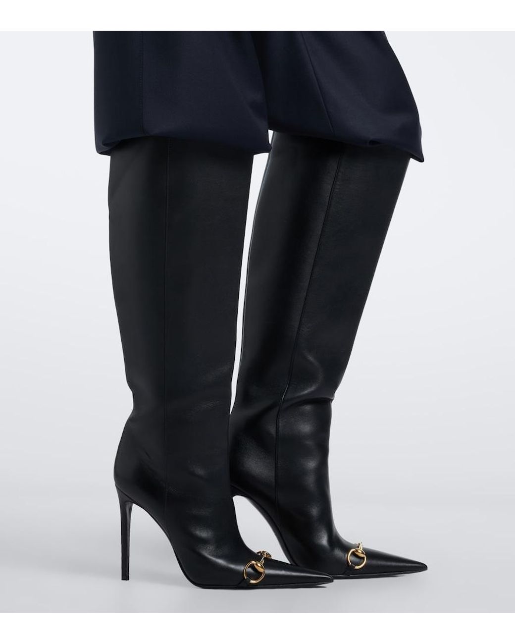 Gucci Black Donna Horsebit Knee-High Boots