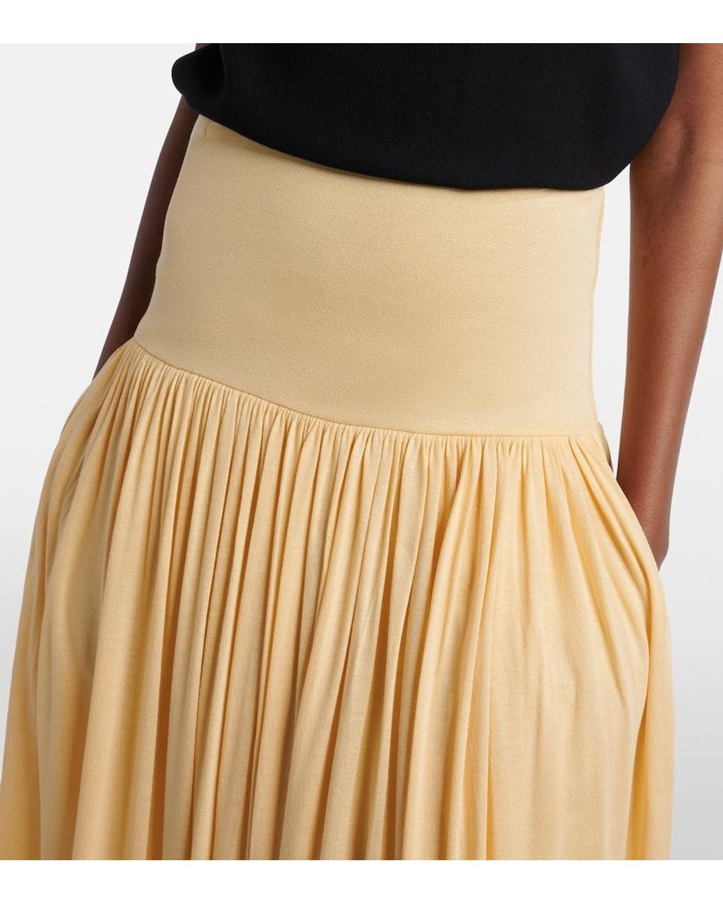 Totême Natural Gathered Jersey Midi Skirt