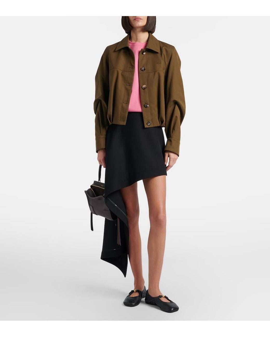 Loewe Black Draped Wool Miniskirt