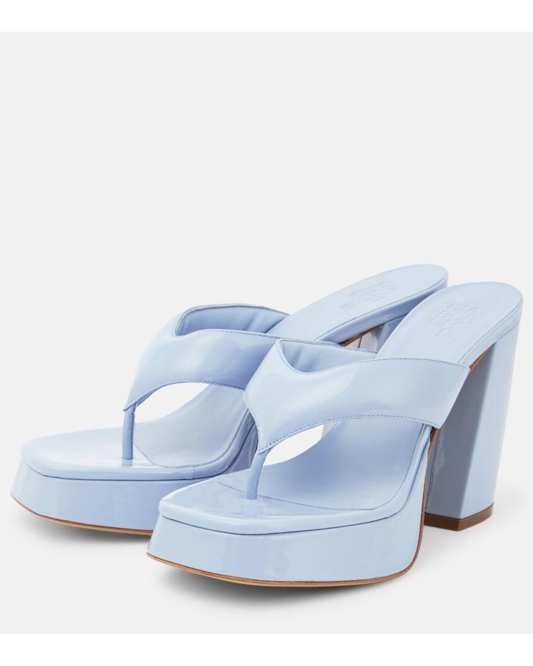 Gia Borghini Blue Patent Leather Platform Sandals