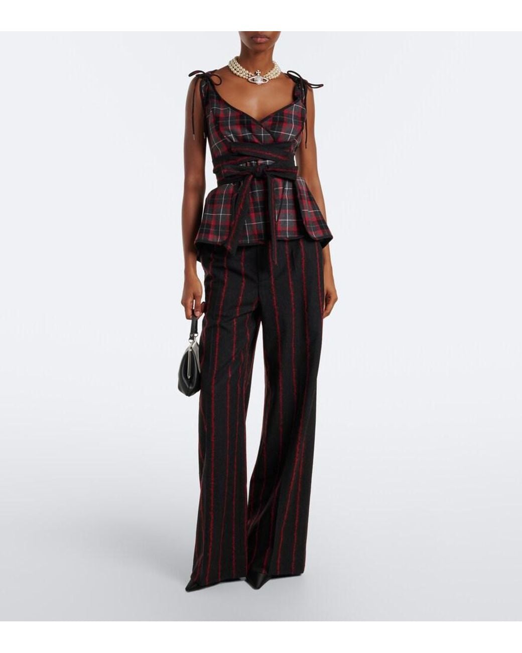 Vivienne Westwood Black Roxy Tartan Wool Top