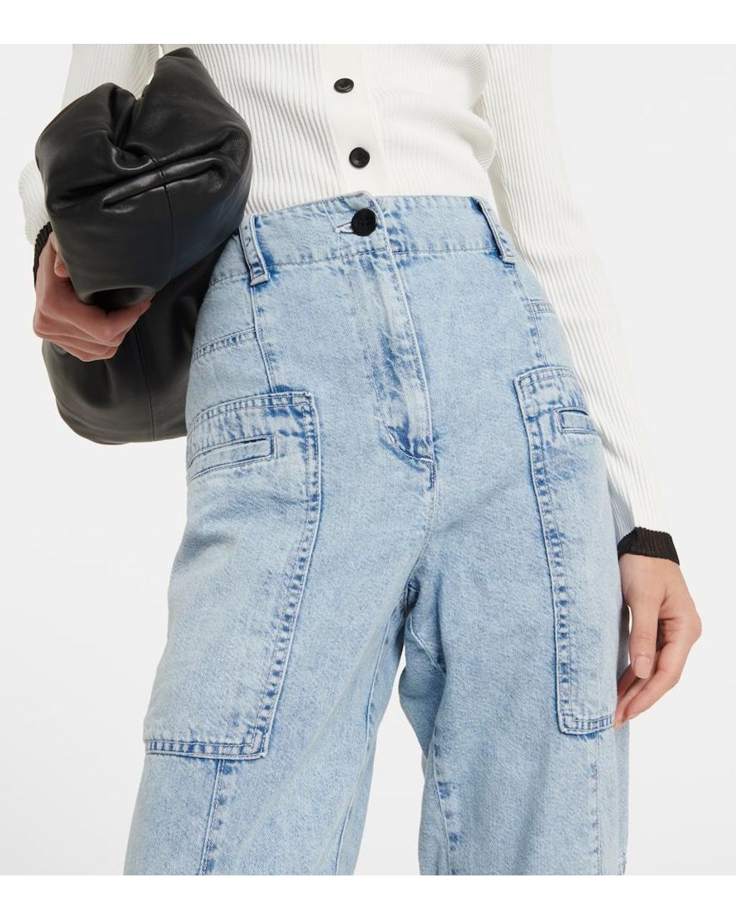 Proenza Schouler Blue Chambray High-rise Cargo Jeans