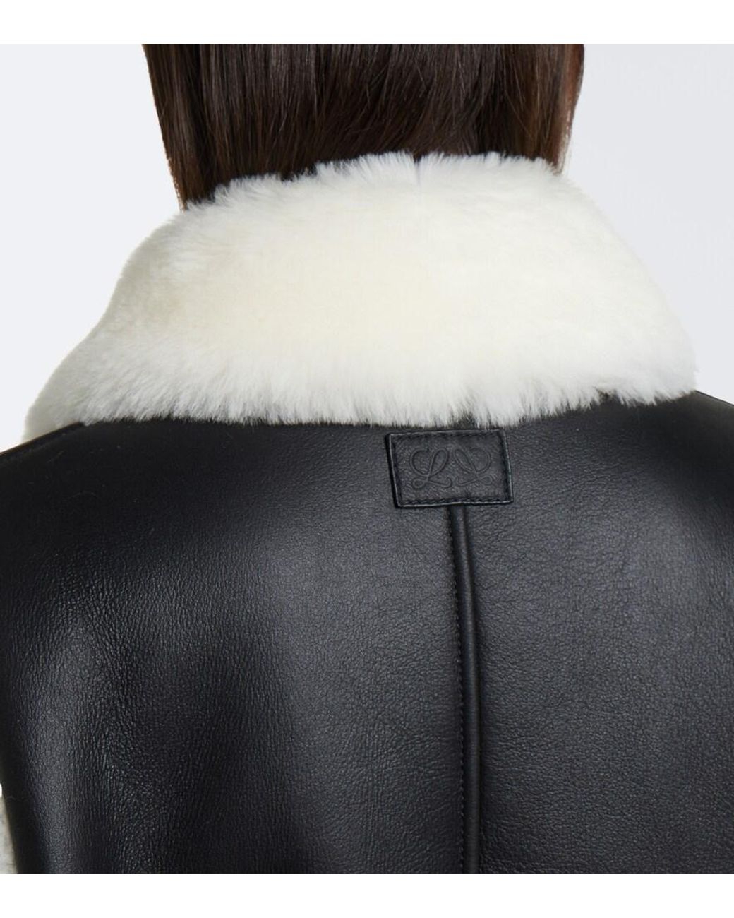 Loewe Black Shearling-Trimmed Leather Jacket