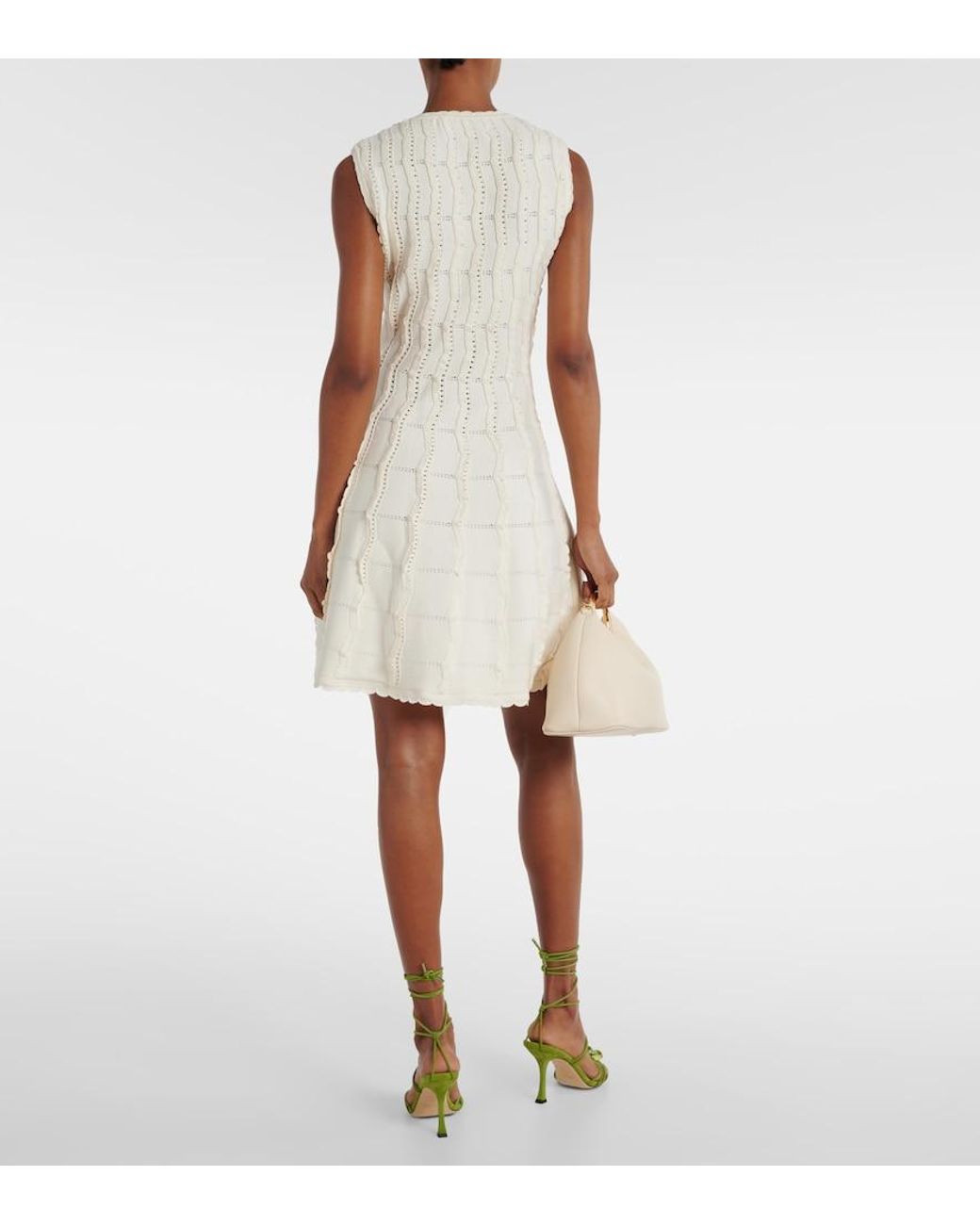 Oscar de la Renta White Knitted Minidress