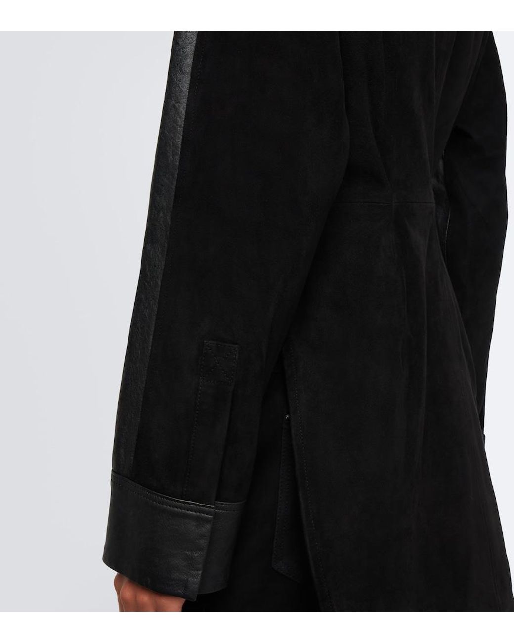 Sportmax Black Leather And Suede Shirt