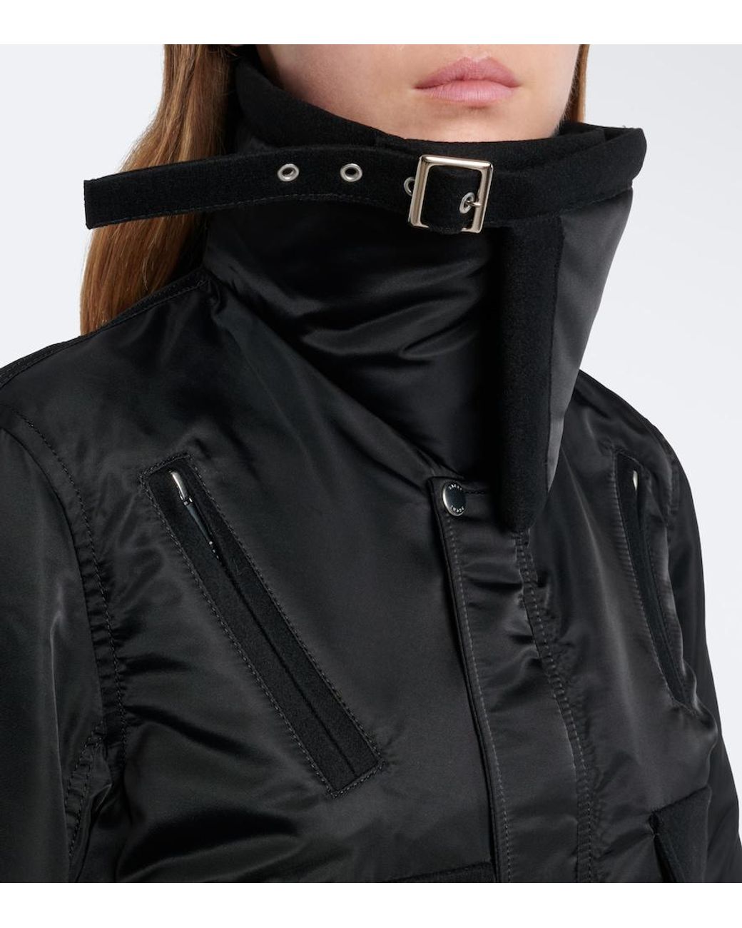 Sacai Black Wool-Trimmed Blouson Jacket
