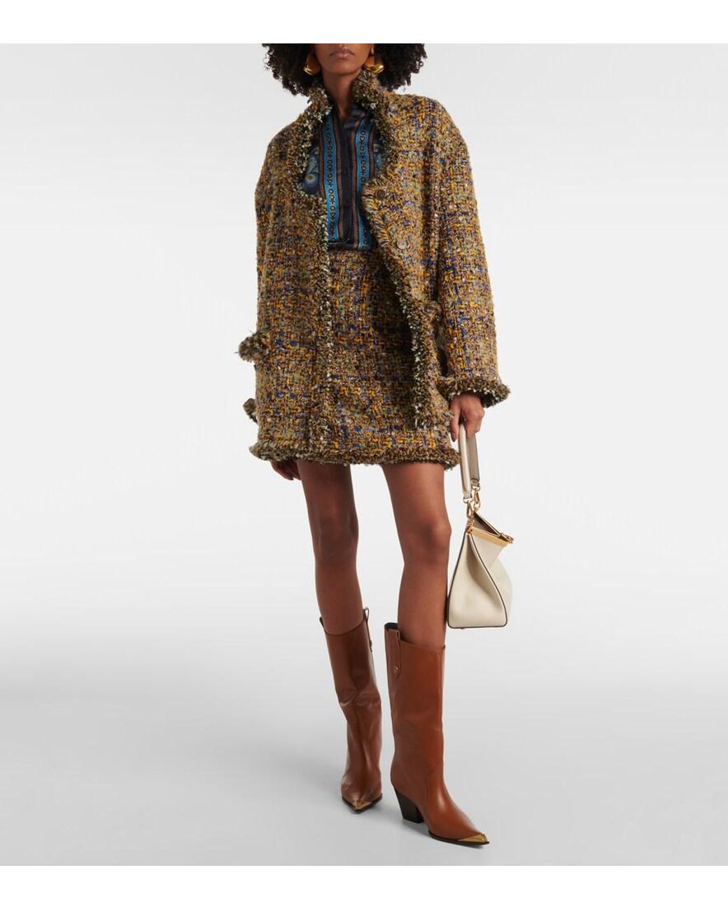 Etro Natural Tweed Miniskirt
