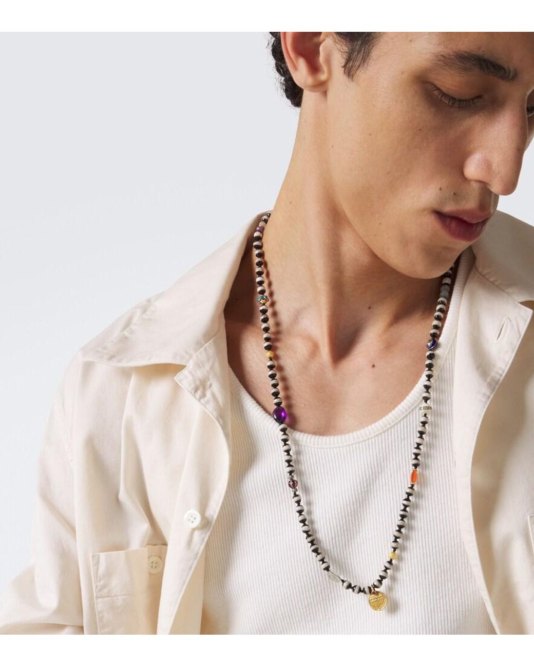 Ileana Makri Blue Beaded Necklace With Gemstones for men