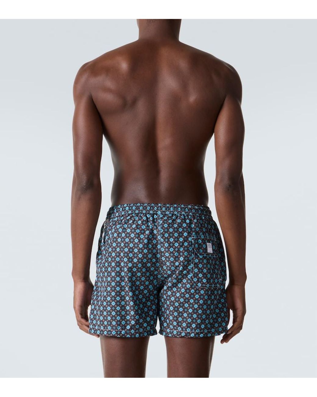 Fedeli Blue Madeira Printed Swim Trunks for men