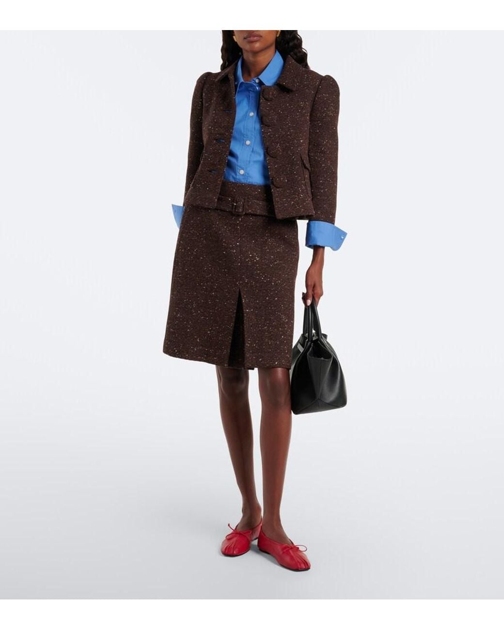 ShuShu/Tong Brown Wool-Blend Cropped Jacket