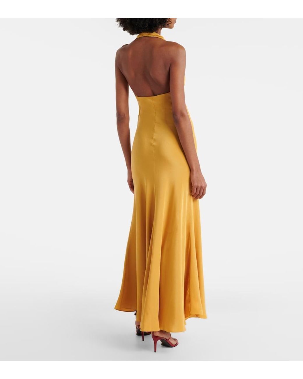 Rodarte Metallic Floral-Applique Silk Crepe Gown