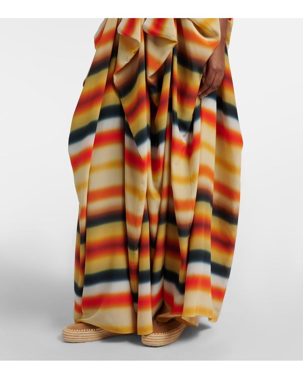 Loewe Metallic Paula's Ibiza Striped Silk Maxi Dress