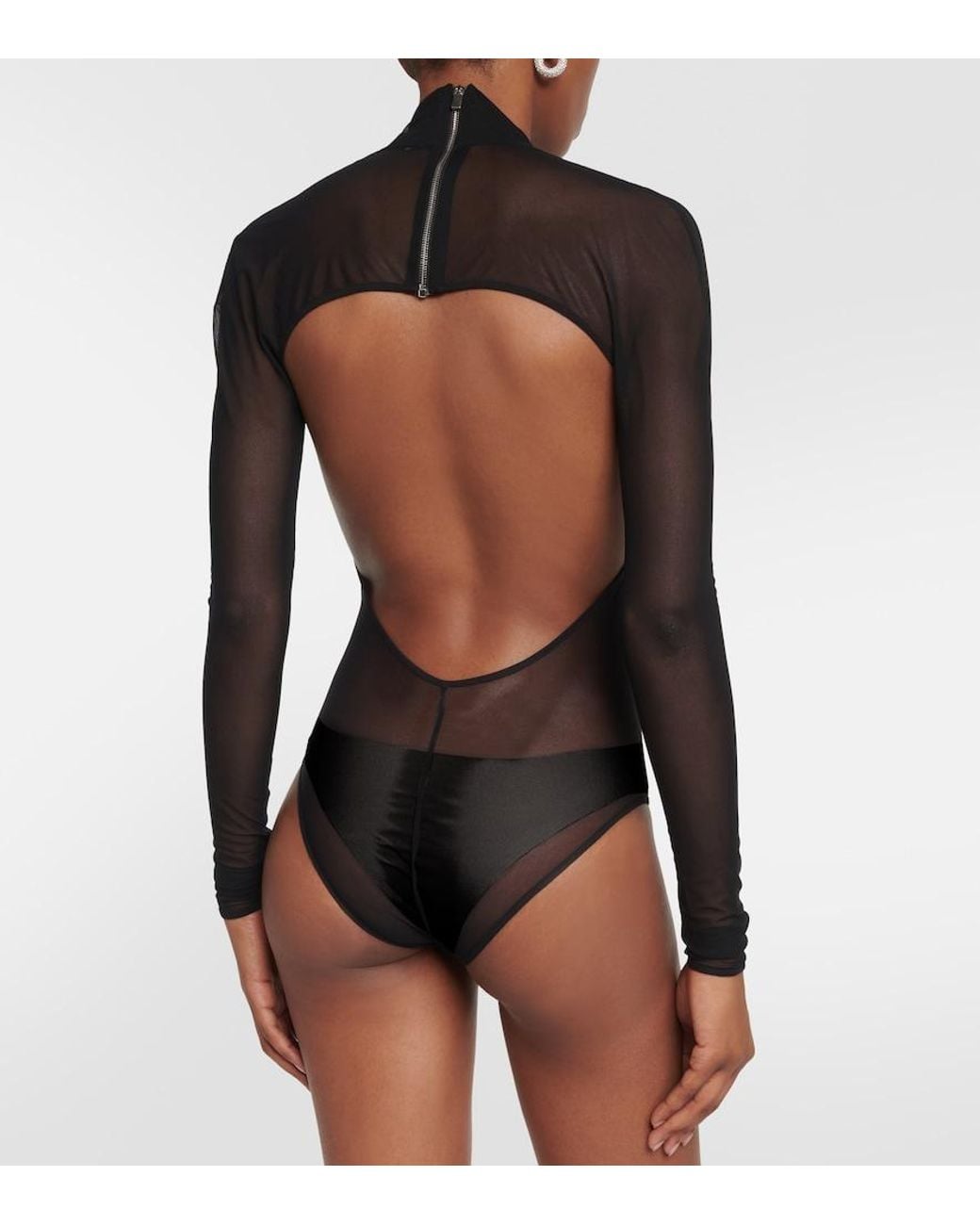 David Koma Gray Cutout Mesh Bodysuit
