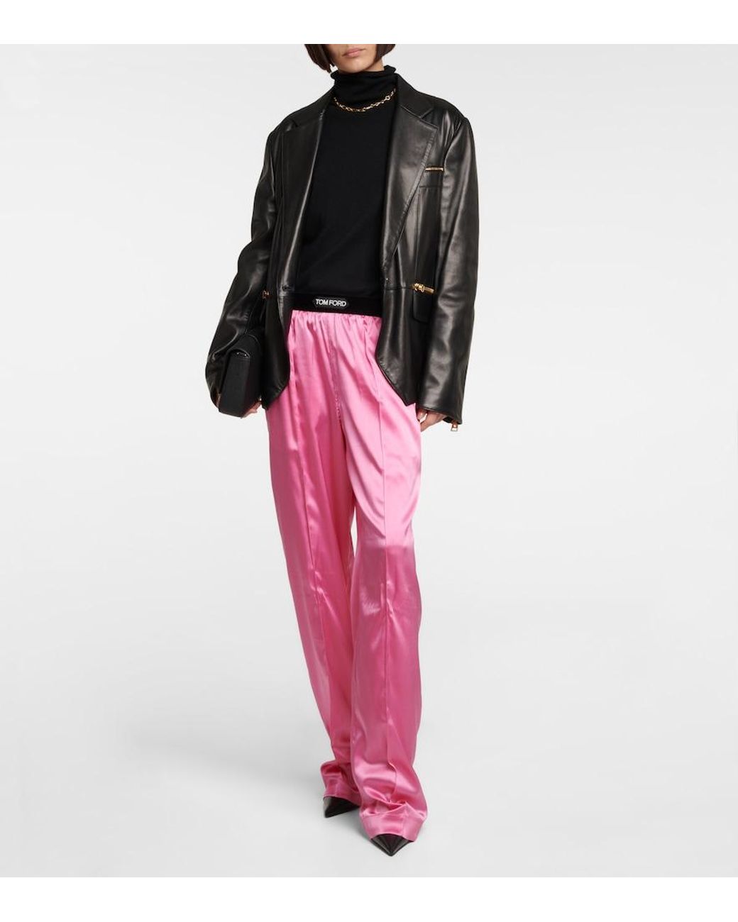 Tom Ford Pink High-Rise Silk-Blend Satin Pants