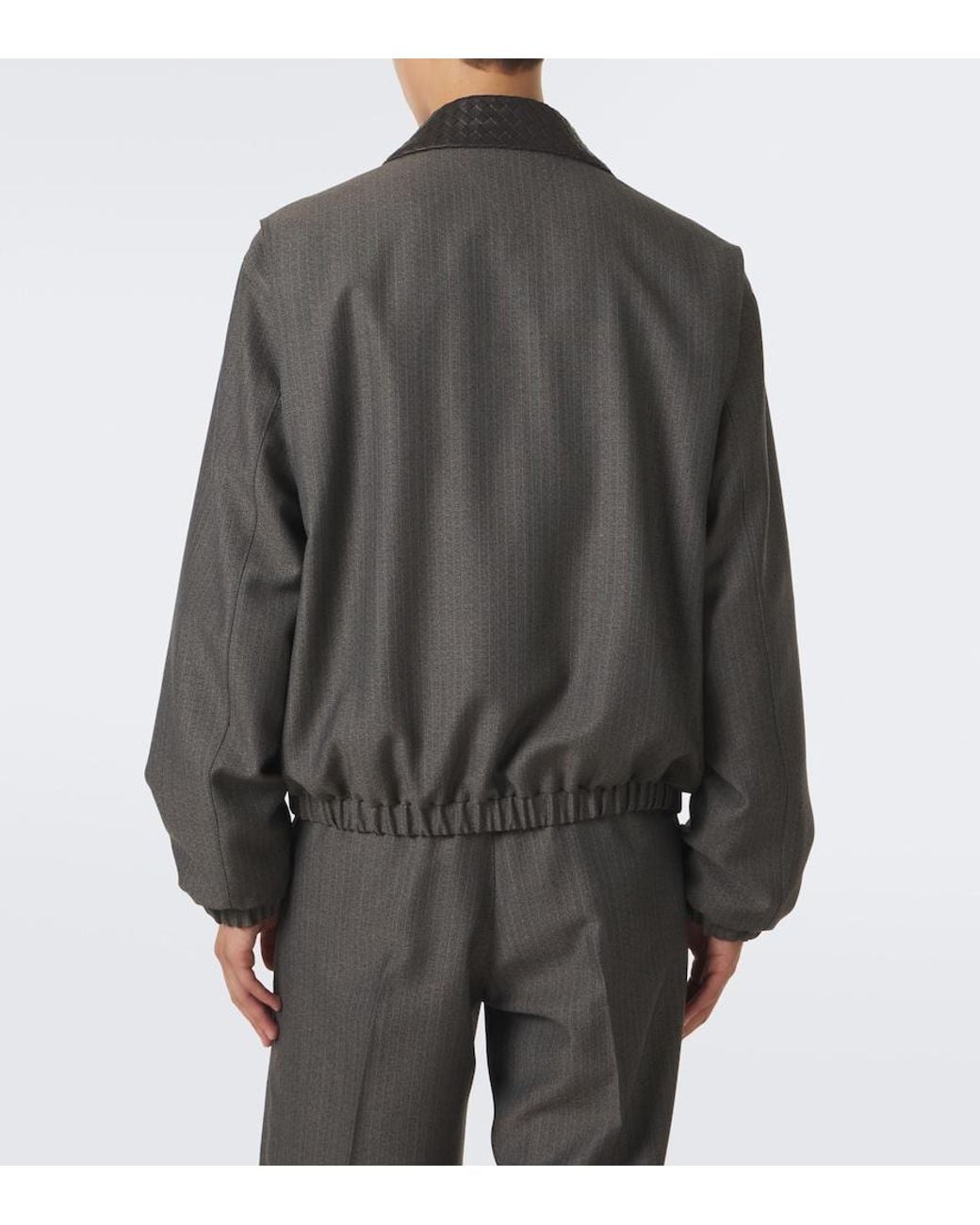Bottega Veneta Black Intrecciato Wool And Mohair Blouson Jacket for men
