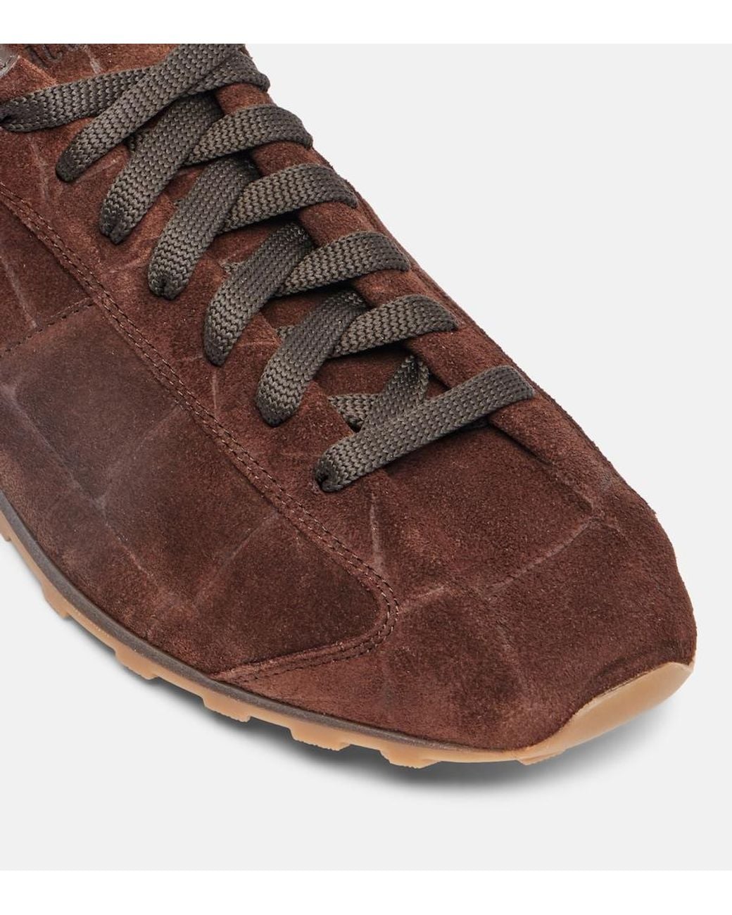 Jacquemus Brown Tennis Croc-Effect Suede Sneakers