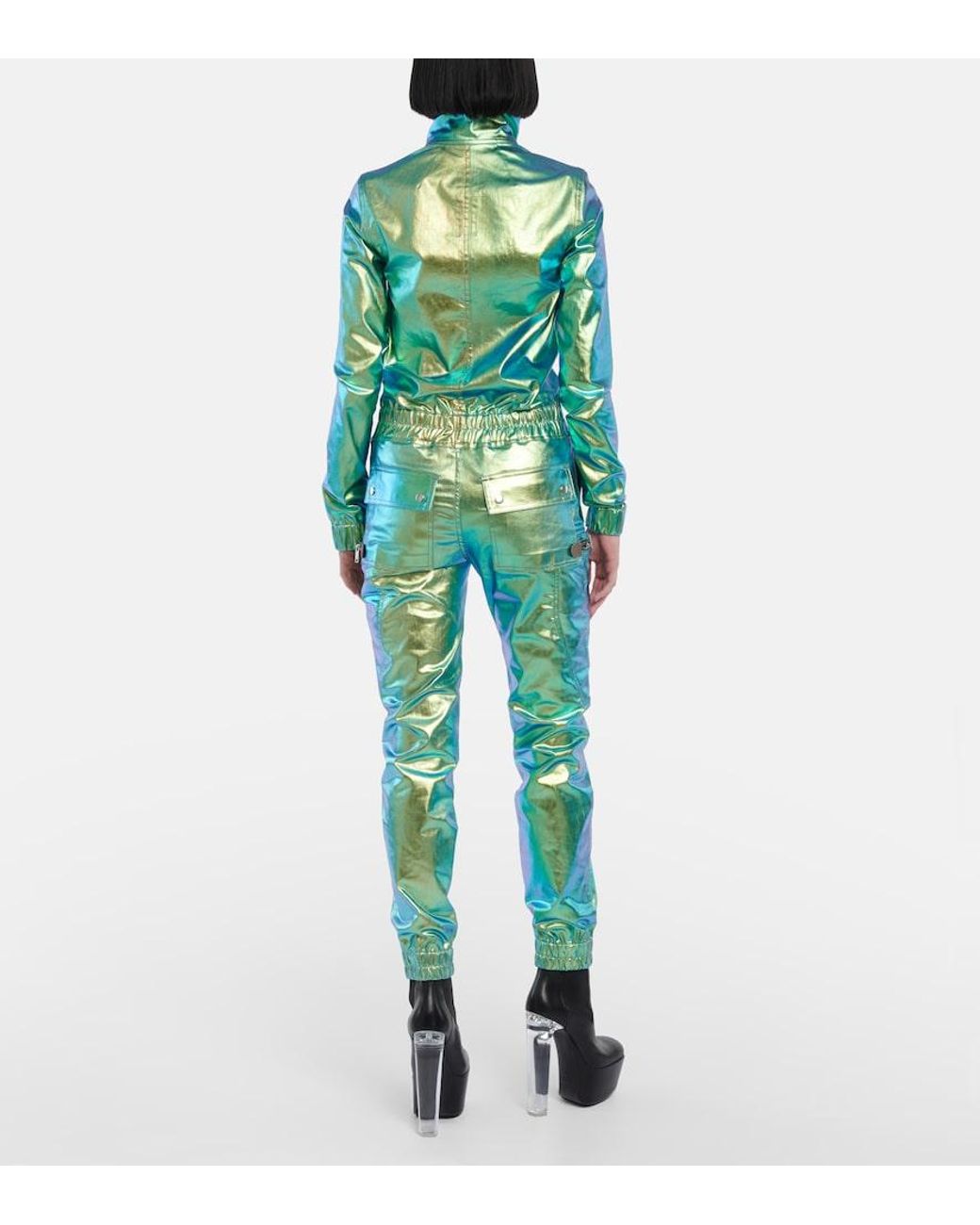 Rick Owens Green Iridescent Slim-Leg Jumpsuit