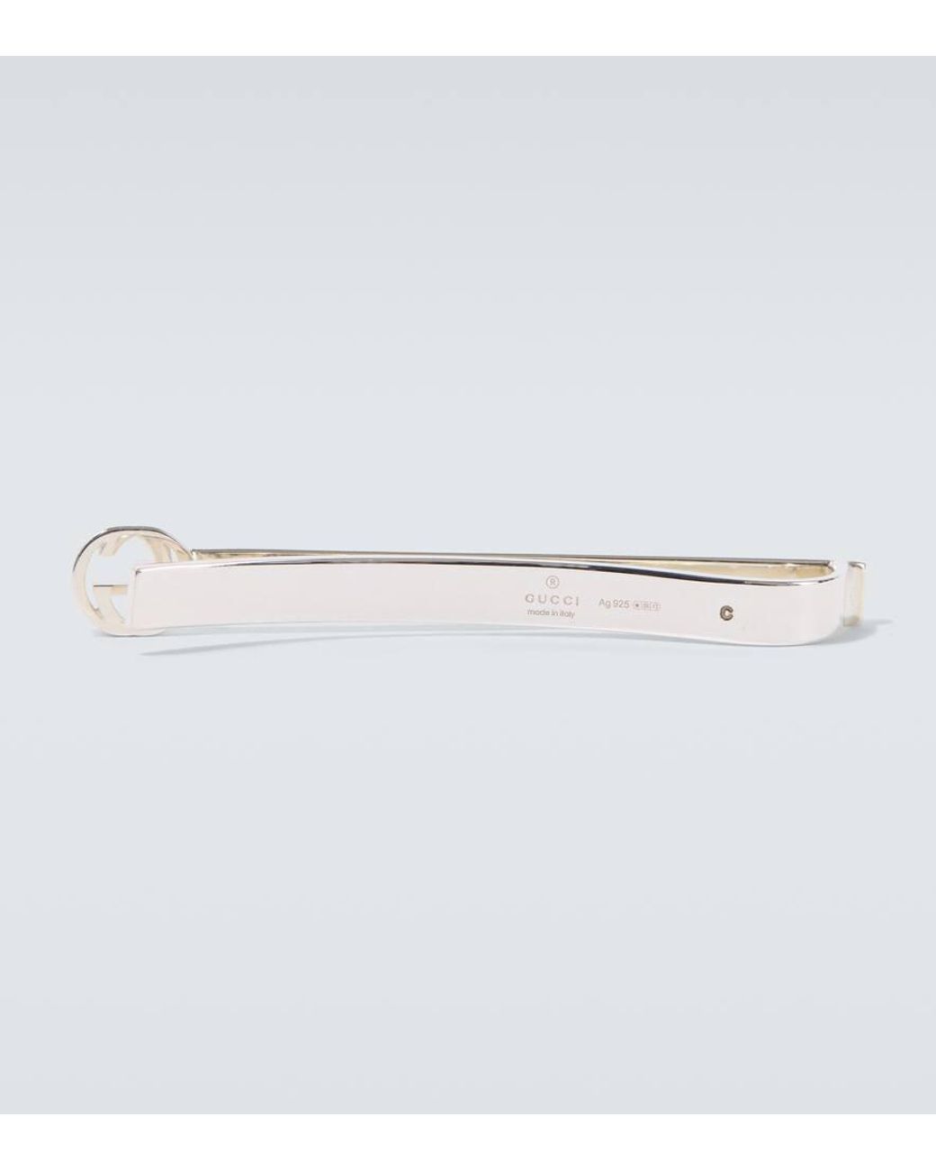 Gucci White Interlocking G 925 Sterling Tie Bar for men
