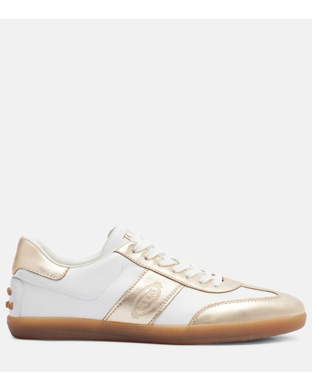 Tod's White Metallic Leather Sneakers