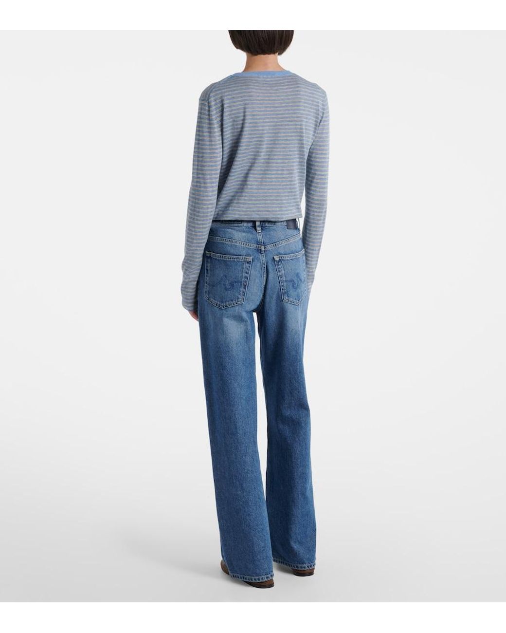 AG Jeans Blue Kora Mid-Rise Wide-Leg Jeans