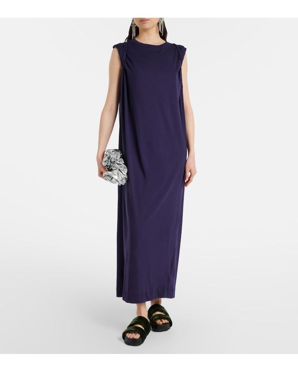 Dries Van Noten Blue Cotton Midi Dress