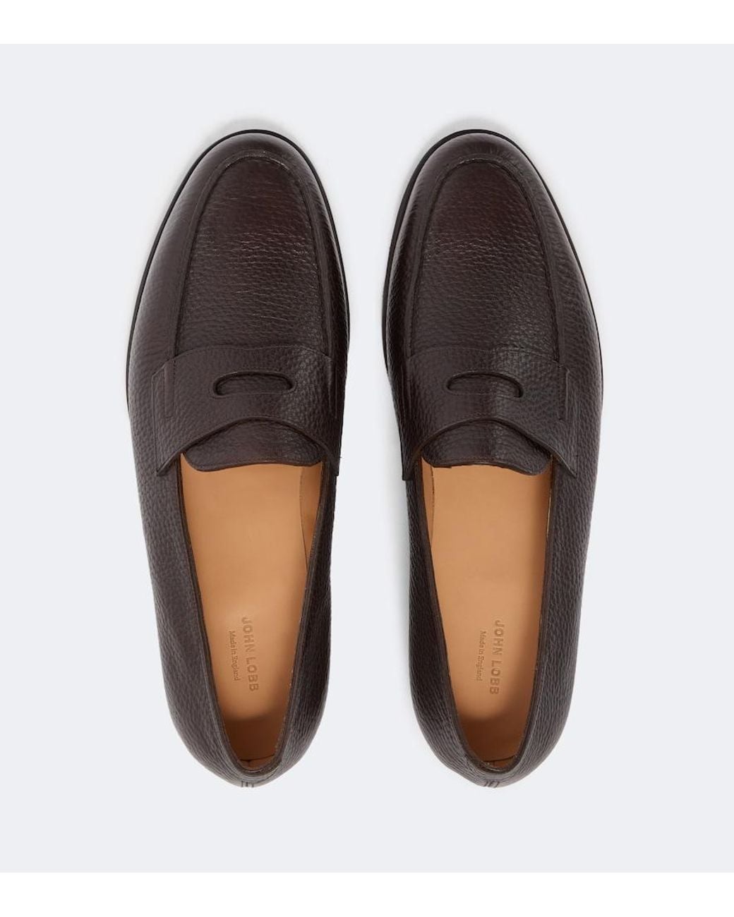 John Lobb Brown Lopez Leather Penny Loafers for men