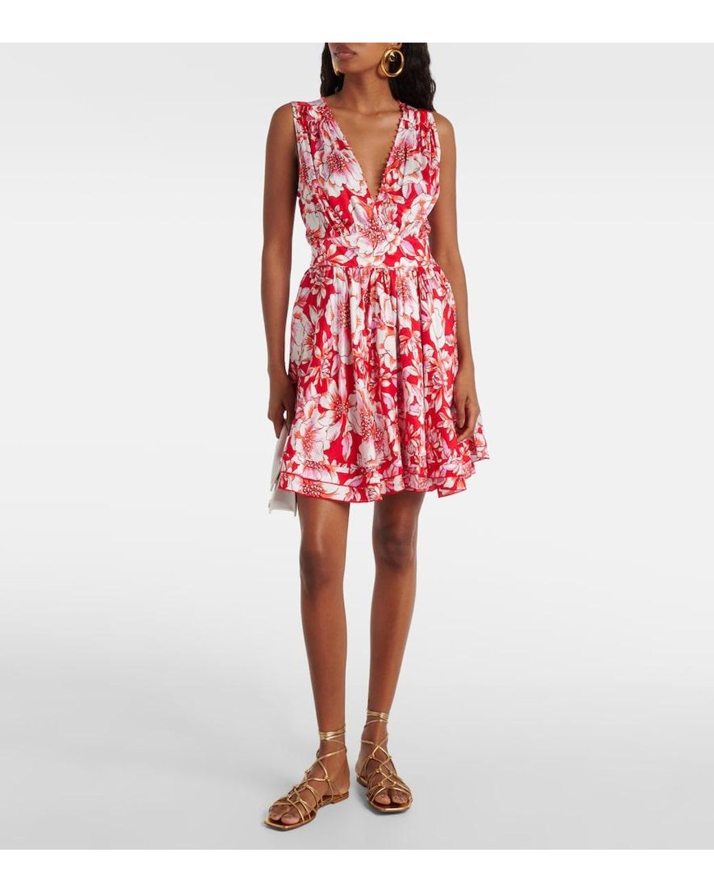 Poupette Red Bessie Floral Minidress