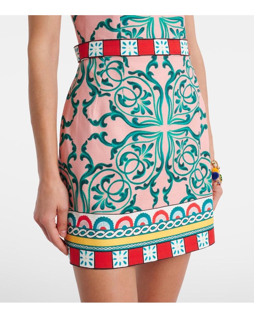 Dolce & Gabbana Blue Taormina Printed Cotton-Blend Minidress