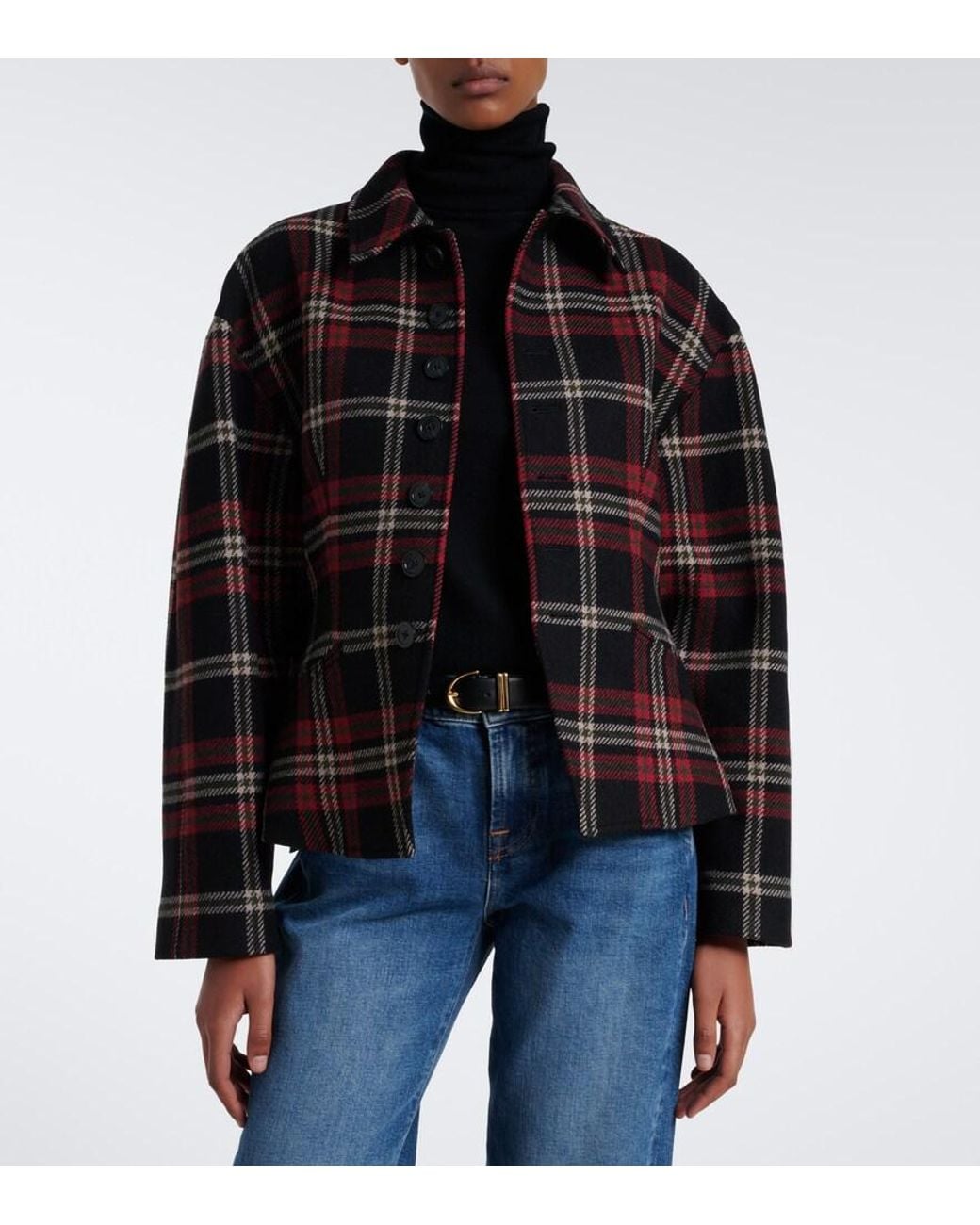 Polo Ralph Lauren Black Plaid Wool-Blend Tweed Jacket