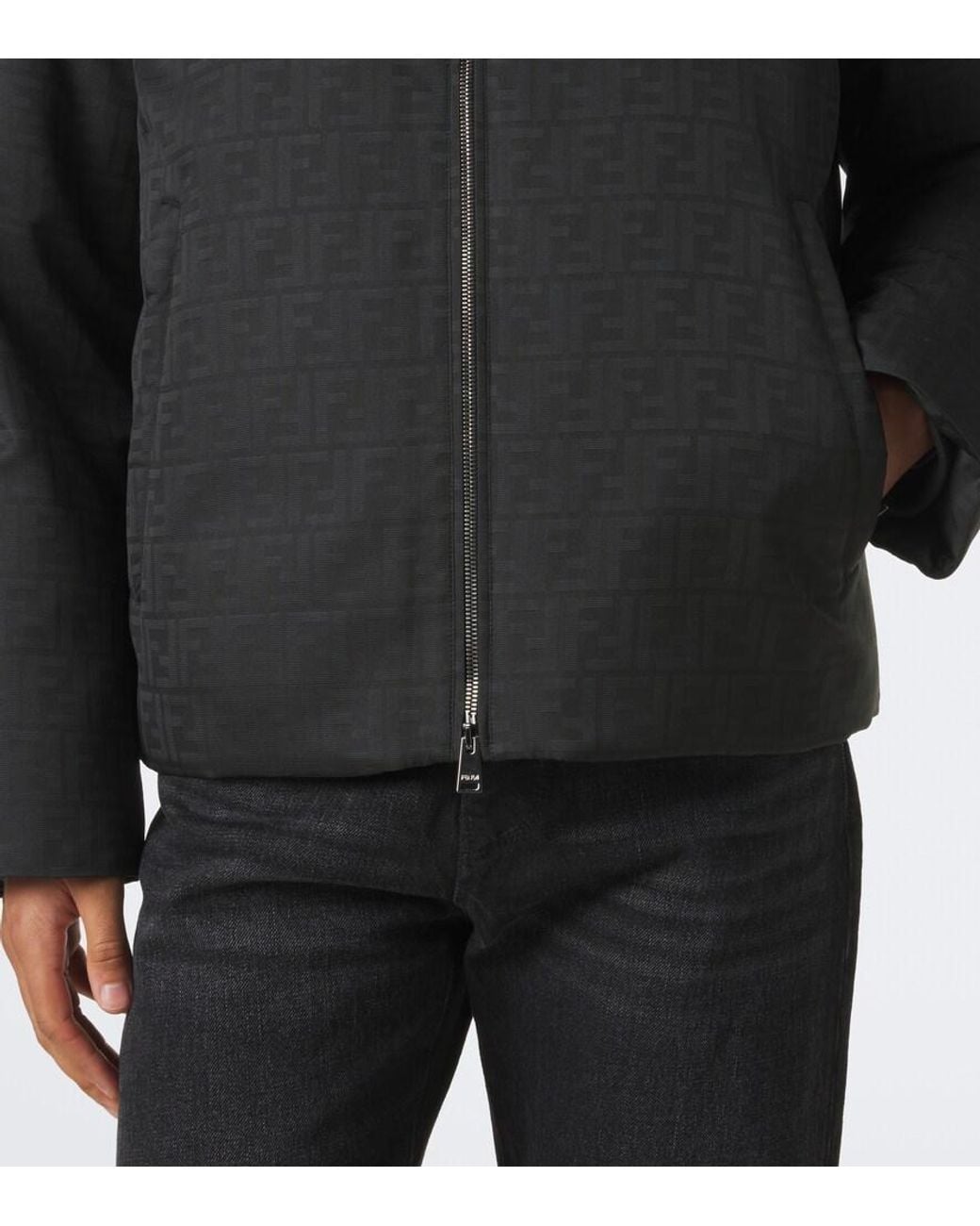 Fendi Black Ff Zucca Hooded Down Jacket for men