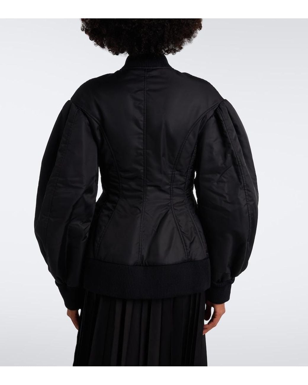 Simone Rocha Black Padded Satin Bomber Jacket
