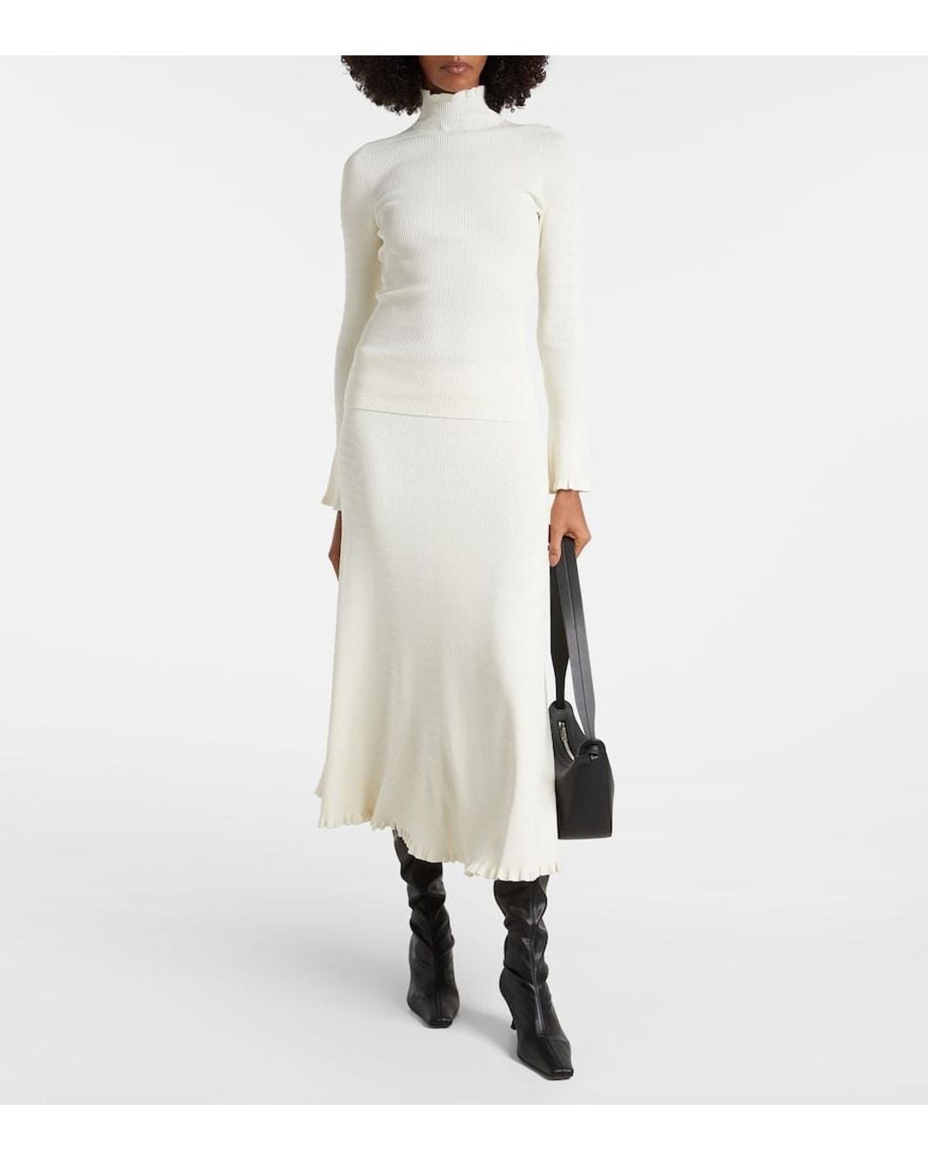 Proenza Schouler White Label Stina Ribbed-Knit Midi Skirt