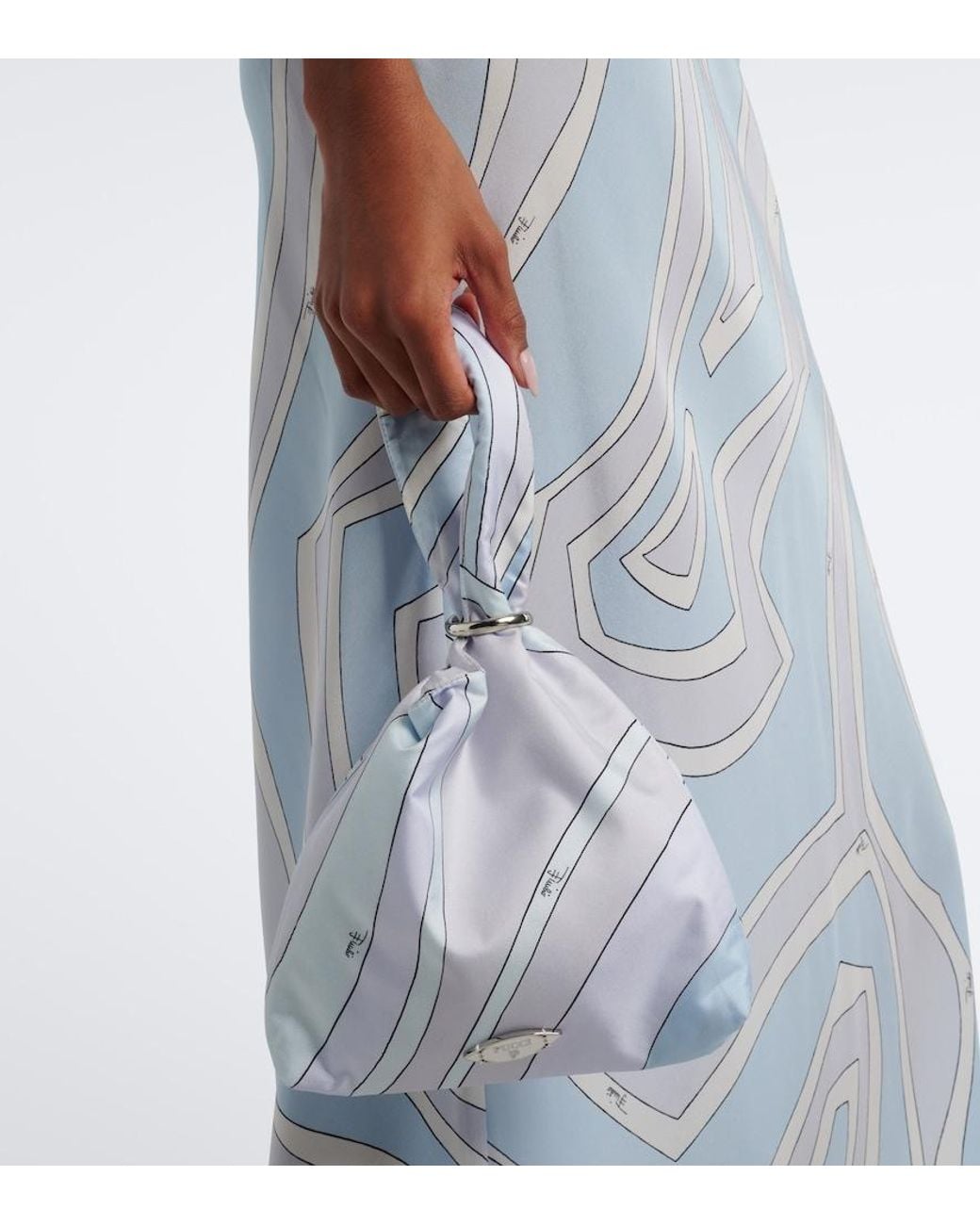 Emilio Pucci Blue Emilio Iride Silk Twill Top-Handle Bag