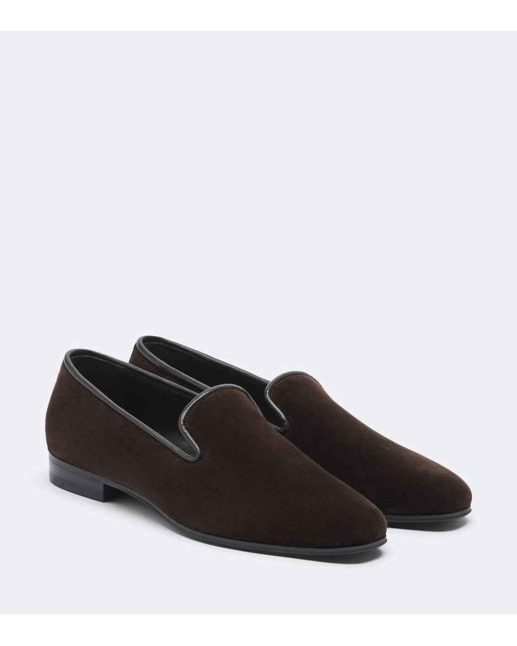 The Row Black Marc Leather-Trimmed Velvet Loafers