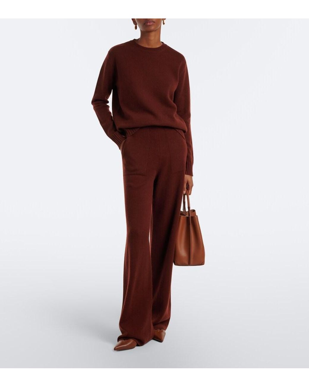 Max Mara Brown Cashmere Wide-Leg Pants