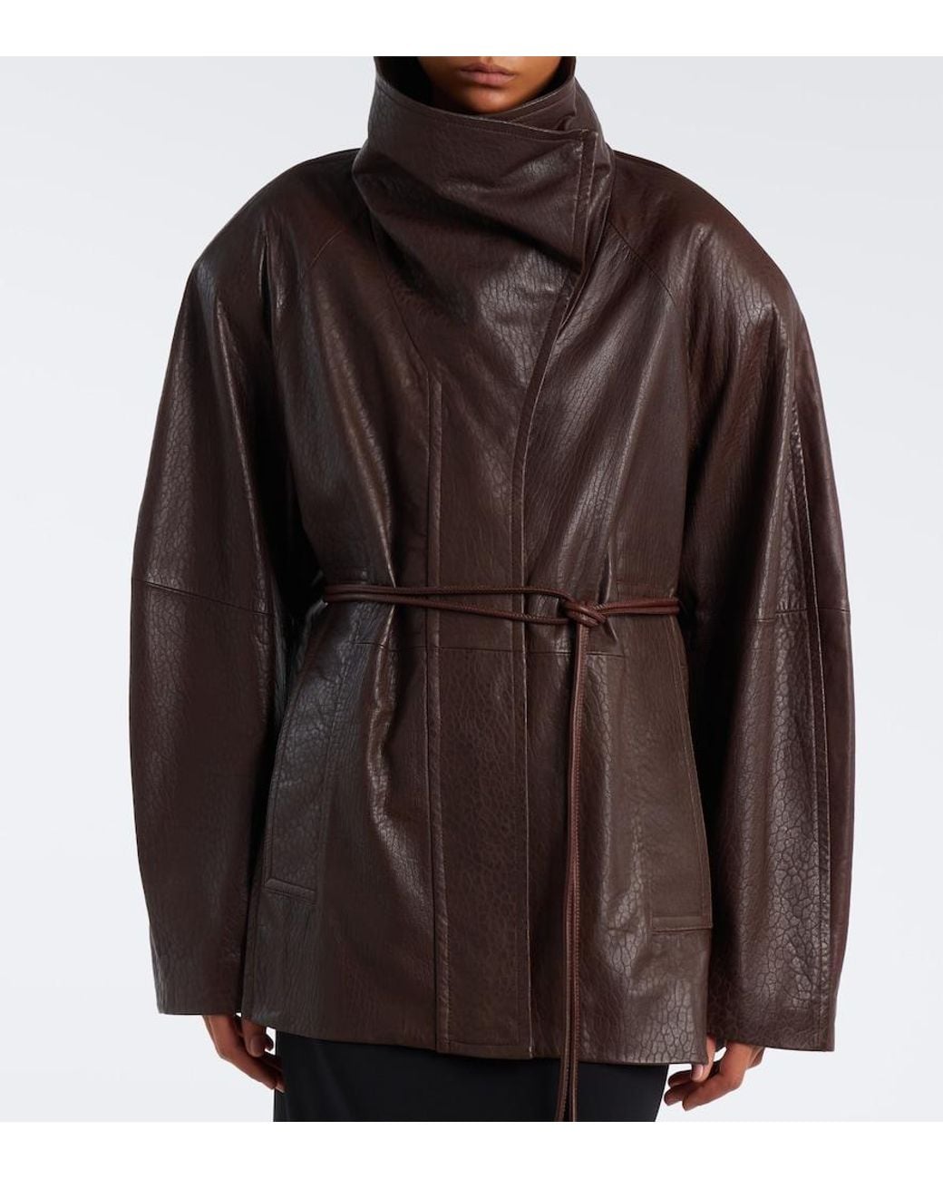 Sportmax Brown Belted Leather Jacket