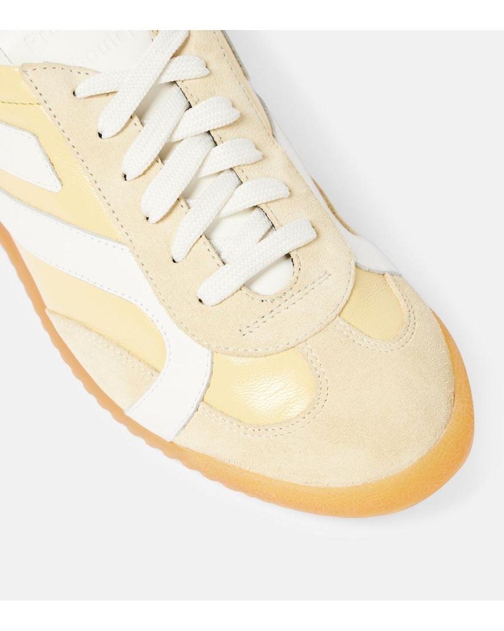 Proenza Schouler Yellow Track Suede-Trimmed Leather Sneakers